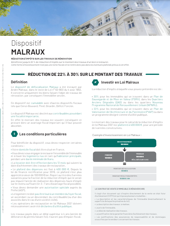 Visuel de la fiche PDF de la loi Malraux